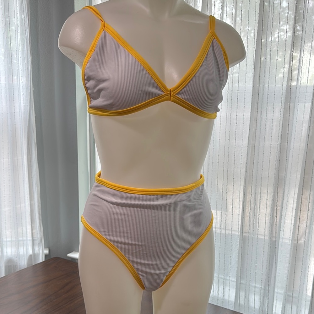 White/Yellow Trimmed Solstice Intimates Bikini